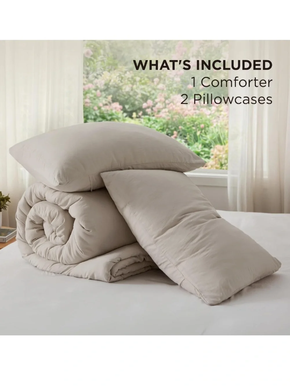 Bedsure Gentlesoft QUEEN SIZE Comforter Bedding Set 100% Microfiber- MUTED LINEN